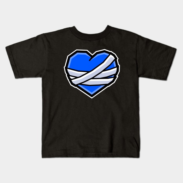 Big Blue Mending Heart with Bandages - Recovery and Healing Gift - Mending Heart Kids T-Shirt by Bleeding Red Paint